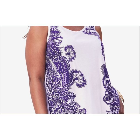 NEW Roaman's L-18/20 Handkerchief Hem Trapeze Tunic Tank Top Purple Lace Print - Picture 12 of 13